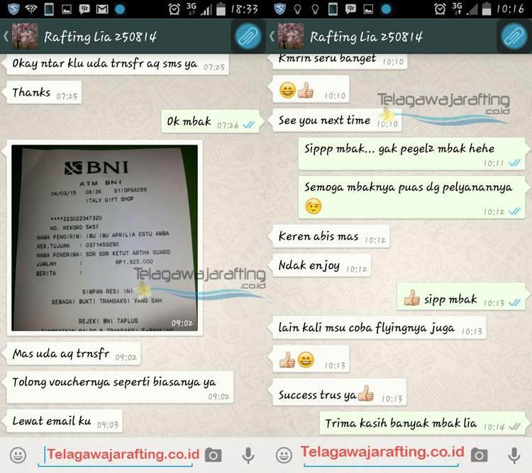 Testimoni rafting Telaga Waja Bali